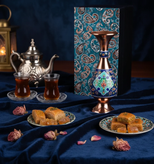 پک گلدان مس و پرداز همراه جعبه جیر و ترمه