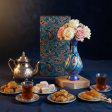 پک گلدان مس و مینا همراه جعبه جیر و ترمه