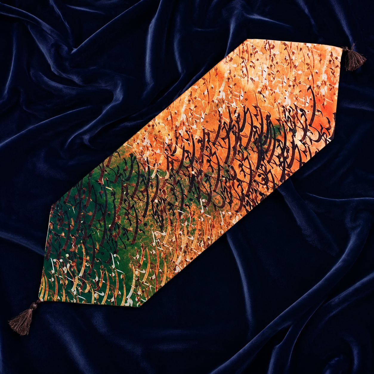 رانر کالیگرافی آبرنگی سبز نارنجی